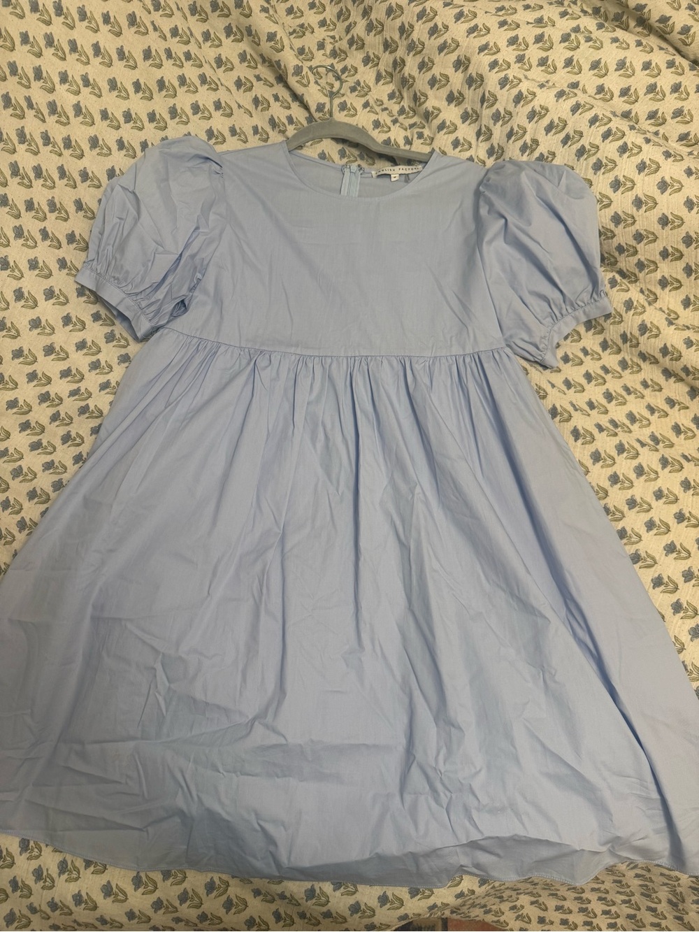 English Factory Light Blue Puff Sleeve Dress
